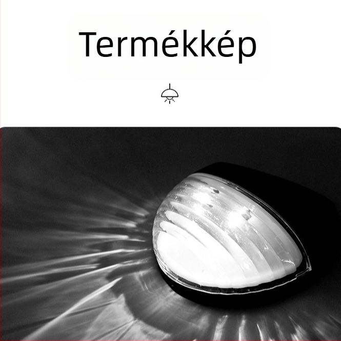 Napelemes kültéri falikar, félkör alakú, vízálló, IP44, LED, méret 11×11 cm