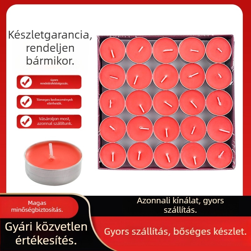 Ghee gyertyák, 4 órás égési idő, 100 darab, fesztiválokra, templomi felajánlásokhoz és otthoni használatra