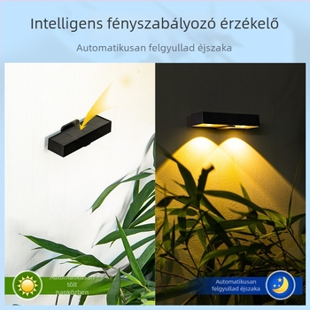 Napelemes LED falikar kültéri használatra induktív szenzorral; dekoratív falvilágítás kerthez