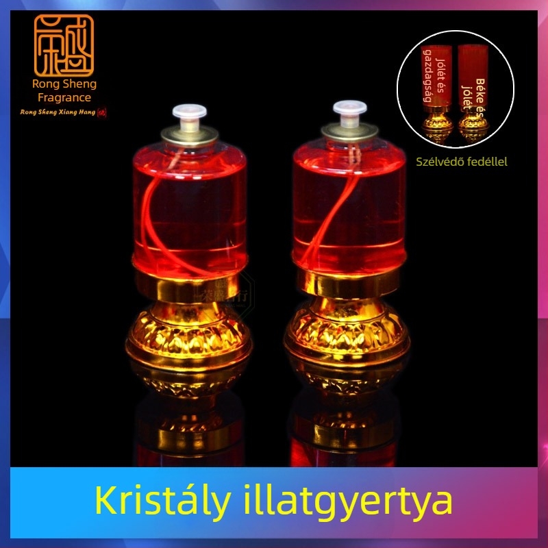 Kristály vajlámpa buddhista imádatra, Chaoshan stílus, otthoni használatra, szélálló