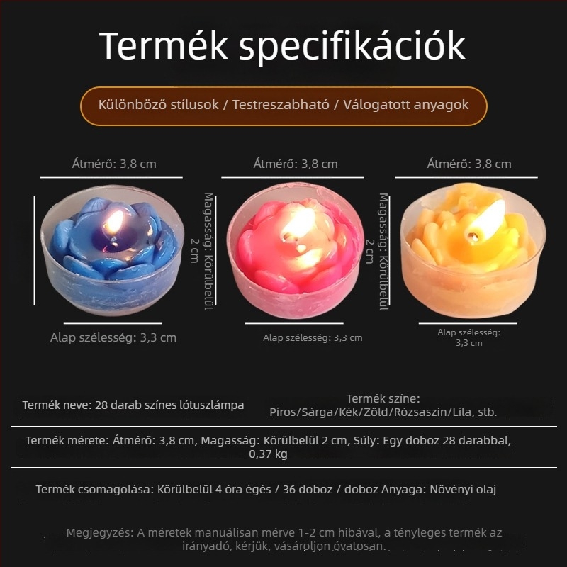 Színes lótusz vajlámpa buddhista felajánlásokhoz, füstmentes és illatmentes, Guanyin kápolnához