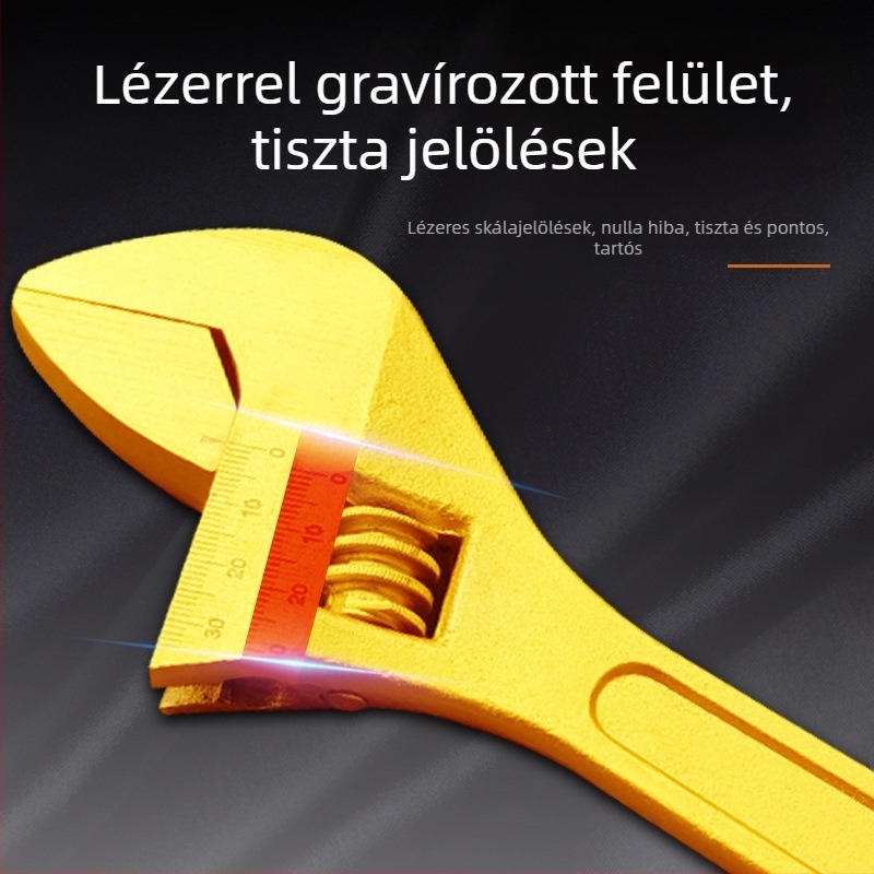 Arany színű állítható kulcs, nagy nyílással, sokoldalú univerzális vízvezeték-szerszám