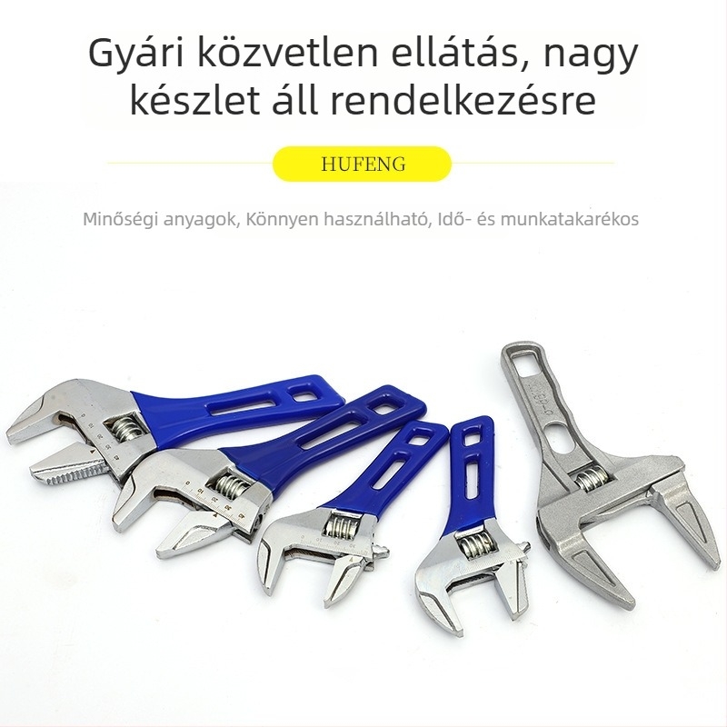 Hufeng ipari minőségű magas széntartalmú acélból készült fürdőszobai állítható csavarkulcs mozogó fejjel, 150–200–300 mm