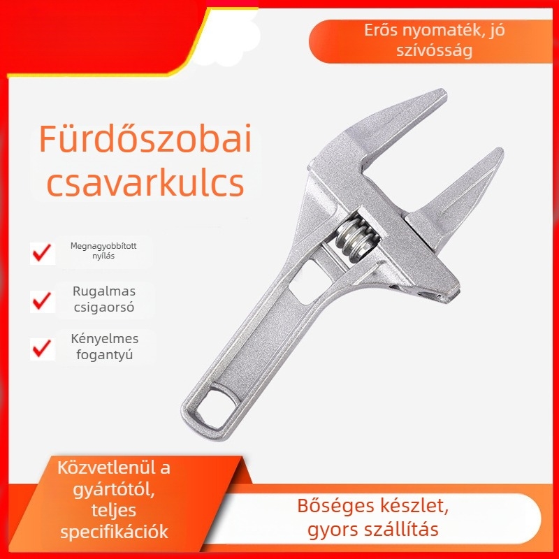 Személyre szabott univerzális, többfunkciós csőkulcs rövid nyéllel és nagy nyílással vízvezeték-szereléshez és fürdőszobai javításokhoz – csőfogó