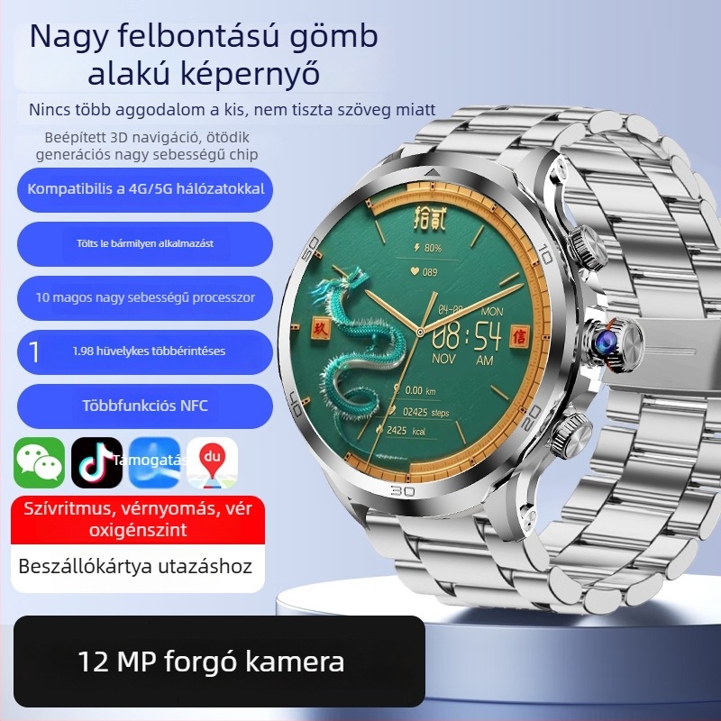 1,98 hüvelykes teljes kijelzős okosóra SIM-kártya bemenettel, diákoknak készült, 5G kapcsolattal, forgó kamera