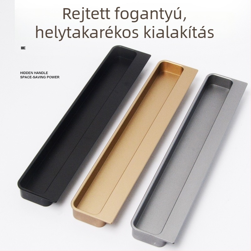 Beépített rejtett fogantyú hornyolt kivágással fiókokhoz és gardróbajtókhoz