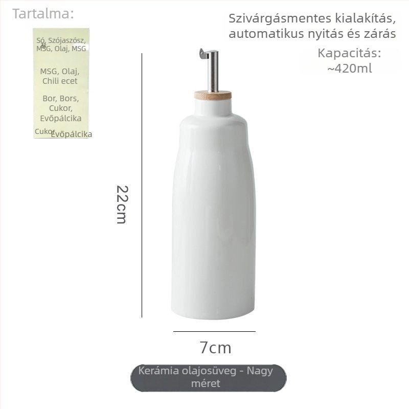 Kerámia konyhai olajtartó automata adagolóval, szójaszószhoz, ecethez és fűszerekhez