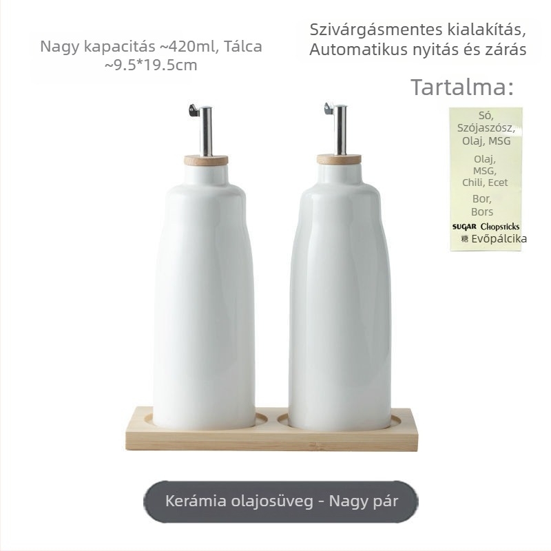 Kerámia konyhai olajtartó automata adagolóval, szójaszószhoz, ecethez és fűszerekhez