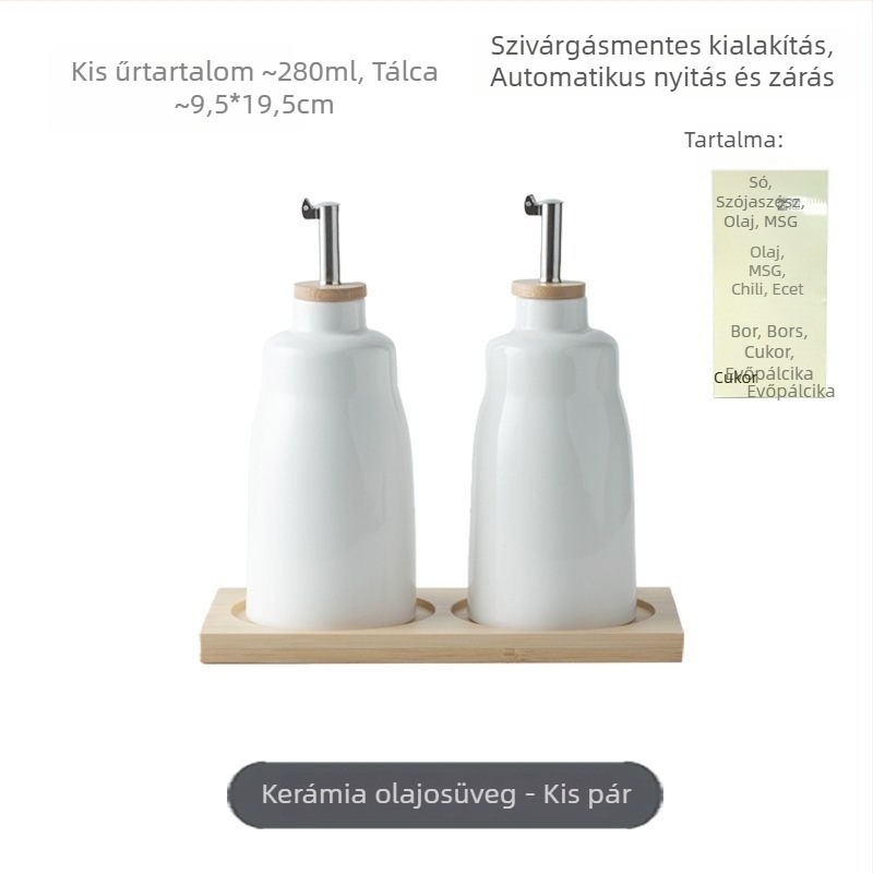 Kerámia konyhai olajtartó automata adagolóval, szójaszószhoz, ecethez és fűszerekhez