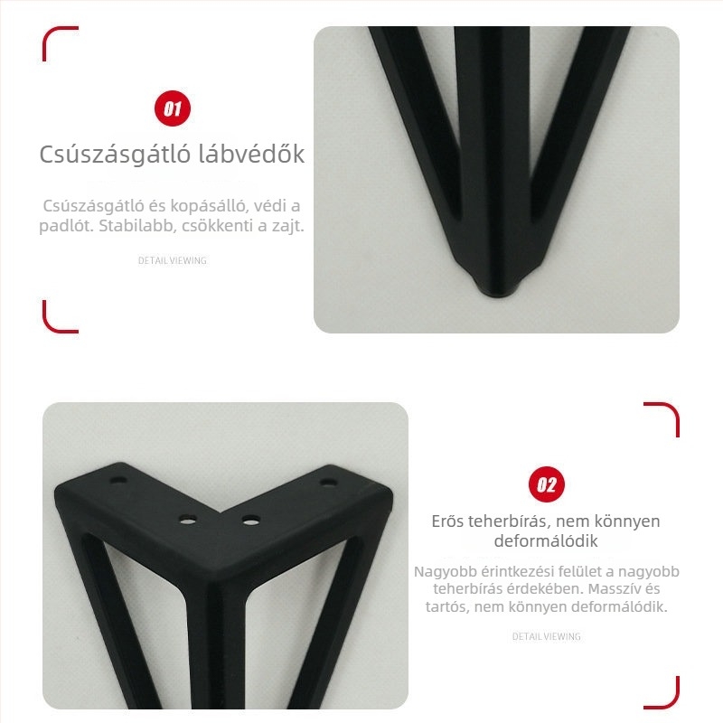 Derékszögű üreges fém kanapé láb – rozsdamentes acél, modern minimalista dizájn, csúszásmentes talppal