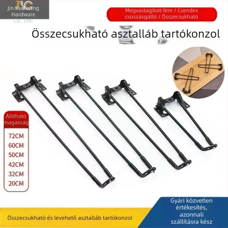 Összecsukható asztalláb – tartó a kávéasztalhoz, íróasztalhoz, ágyhoz és kempingezéshez