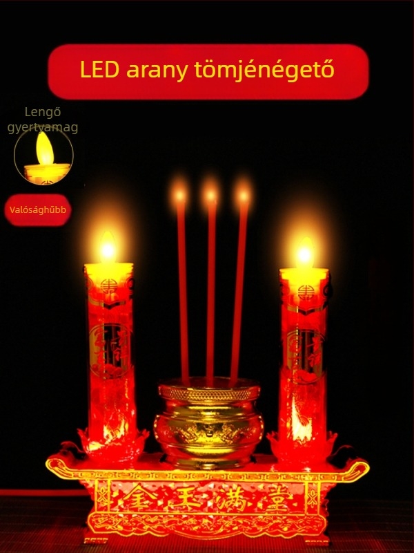 Szív alakú, lengő lángú LED füstölő tartó, elektromos füstölő Buddha oltárhoz