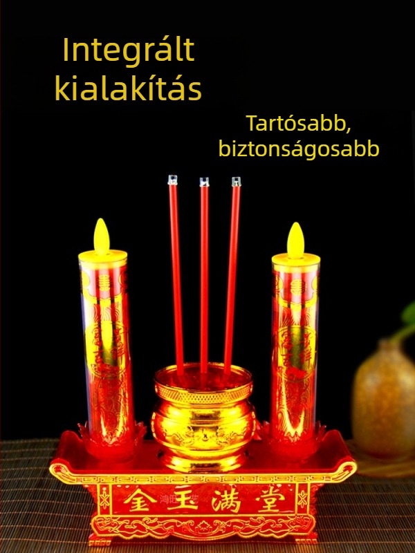 Szív alakú, lengő lángú LED füstölő tartó, elektromos füstölő Buddha oltárhoz