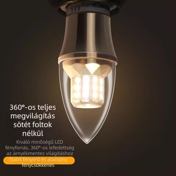 LED gyertya alakú izzó, E14-es foglalattal, kis csavaros, otthoni használatra, ultra fényes, energiatakarékos, kristályhatású megjelenés