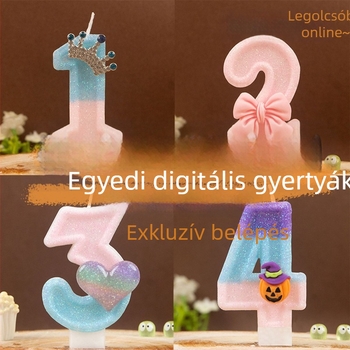 Személyre szabott szülinapi gyertya számokkal 0–9 és lánghatás dizájnnal