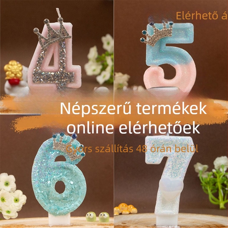 Személyre szabott szülinapi gyertya számokkal 0–9 és lánghatás dizájnnal