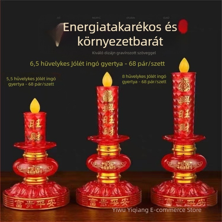 LED gyertyás lámpa hálózatról működtethető, Bőség Istene és Buddha; lengő asztali lámpa