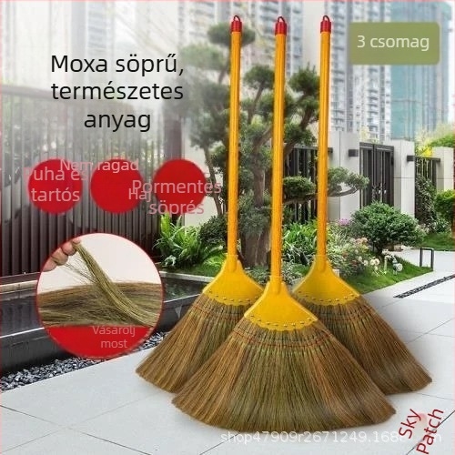 Miscanthus söprő háztartási használatra, puha sörték, nem tapad a haj, retro stílusú kültéri kézi söprő