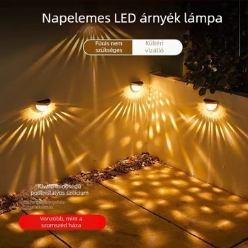 Féligkör alakú napelemes LED falikar, kültéri kerthez, kerítéshez és lépcsőkhöz, szenzorral