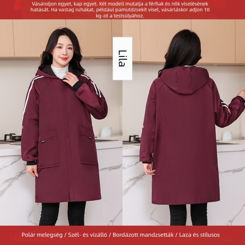 Téli fleece-bélelt vízálló konyhai kötény, uniszex, hosszú ujjú, strapabíró munkaruházat