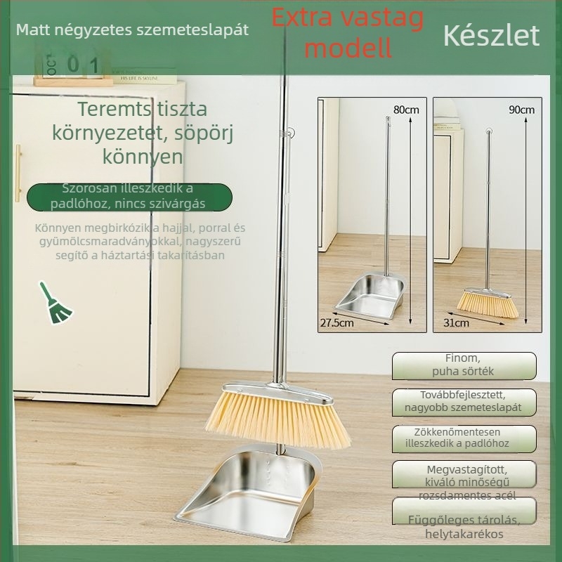 2024-es modell rozsdamentes acél seprű és porlapát készlet otthoni és kollégiumi használatra