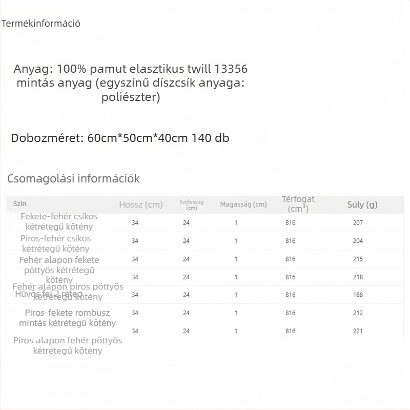 Pamut kötény fekete-fehér csíkokkal, ujjatlan, konyhai, sütési és művészeti tevékenységekhez