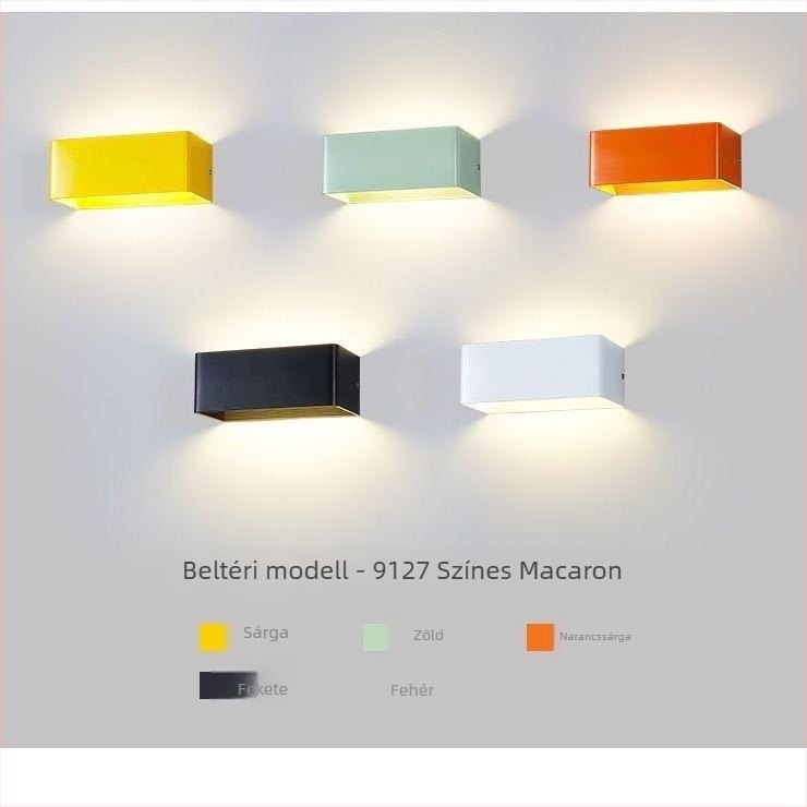 LED falikar felfelé és lefelé világító, belső négyszögletes falikar lépcsőházhoz és folyosóhoz, COB, 100x100x80 mm
