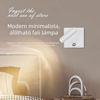 86-Box olvasólámpa éjjeliszekrényhez, hálószobai falikar, LED szemvédő, falra szerelhető, modern minimalista stílus