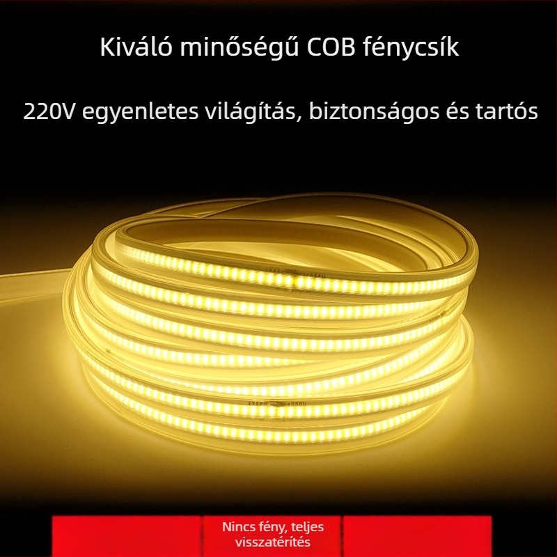 12W COB LED-szalag, vízálló, 110–220V, magasfeszültségű világítás kültéri reklámhoz és mennyezeti felszereléshez