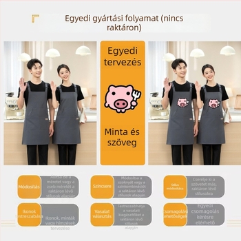 Új őszi–téli puha vízálló kötény konyhához, tej-tea boltok, szupermarketek és catering számára, logóval és felirattal nyomtatott, munkaruha