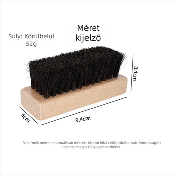 Négyzet alakú cipőtisztító ecset bükkfa nyéllel, lófaros sörtékkel a bőr ápolásához