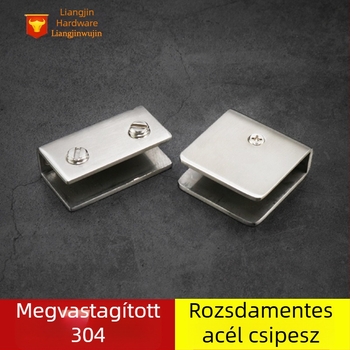 304/201 rozsdamentes acél üvegklipsz polcokhoz – vastított rögzítő klipsz