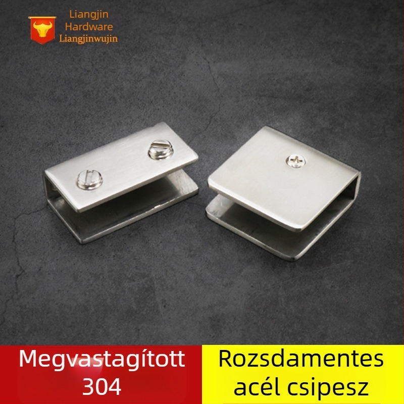 304/201 rozsdamentes acél üvegklipsz polcokhoz – vastított rögzítő klipsz