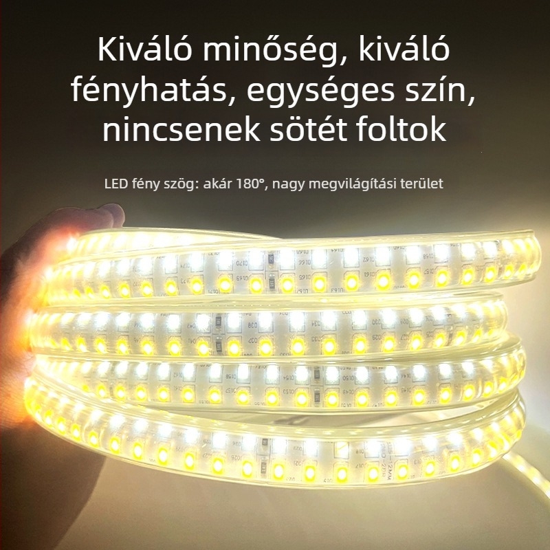 Háromszínű LED-szalag, dimmelhető, színváltó, 220V, vízálló, rugalmas LED-szalag nappali mennyezetéhez