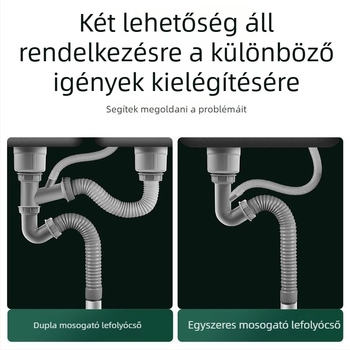 Konyhai mosogatóhoz vastagított túlfolyócső és rugalmas lefolyócső — túlfolyó kimeneti csatlakozó