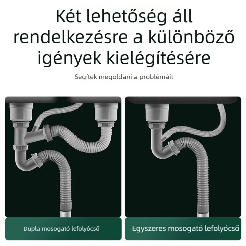 Konyhai mosogatóhoz vastagított túlfolyócső és rugalmas lefolyócső — túlfolyó kimeneti csatlakozó