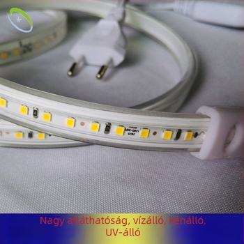 Frissített 2835 LED-szalag, 220V vízálló, vezeték nélküli, 120 LED/m, 1 m hosszú, 12W, LED-enként 28–30 lm, 120° fénysugár, nagy fényerő