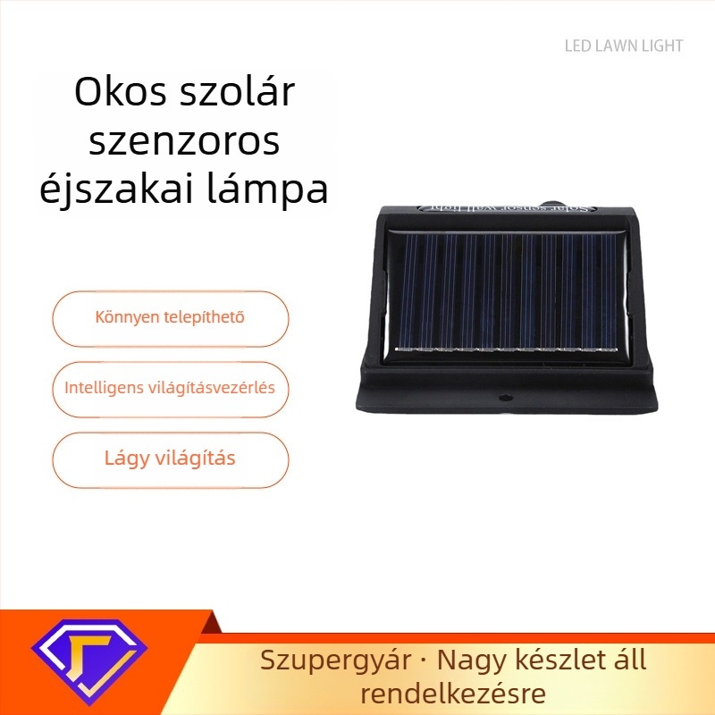 20 LED napelemes szenzoros falikar, kültéri éjszakai világítás járdára és kertre