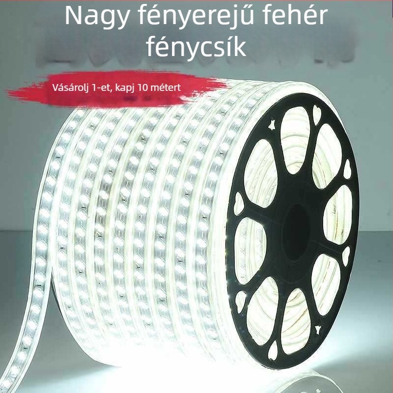 Vízálló kültéri LED-szalag fehér fénnyel, külső falakhoz, építkezések és alagutak világításához, 220V