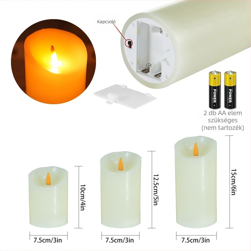 LED elektronikus gyertya láng hatású, füstmentes dekoráció karácsonyra, születésnapra és esküvőre