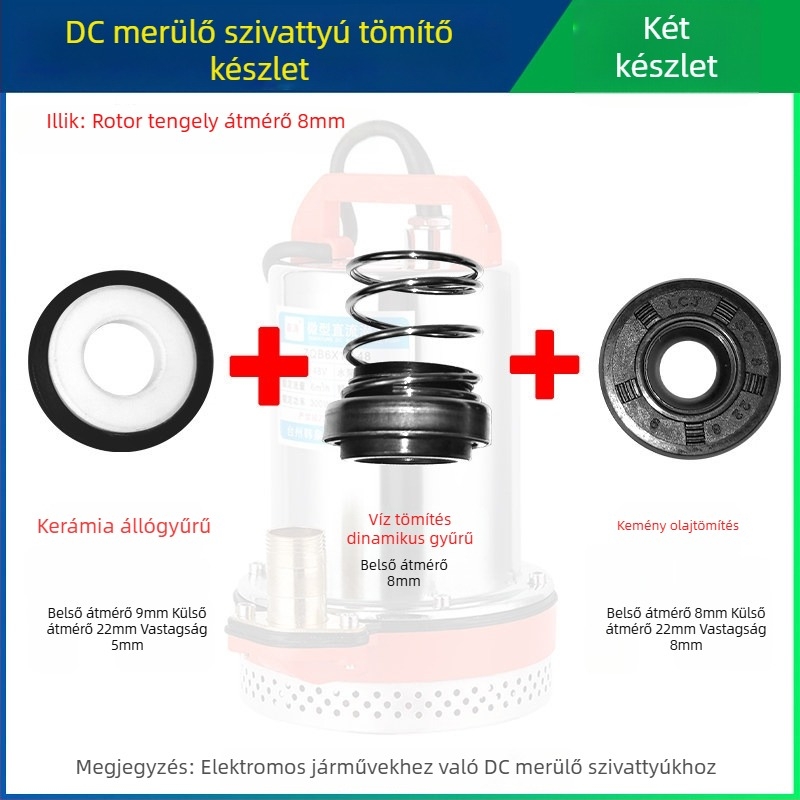 DC merülőszivattyú tömítőkészlet kerámiatömítésekkel elektromos jármű motorjaihoz, 12V/48V/60V