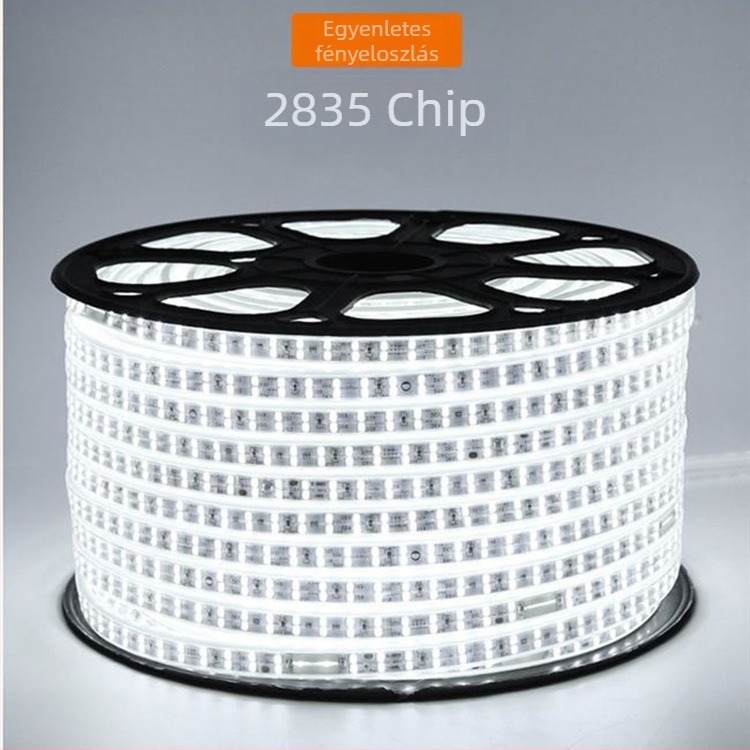 Rugalmas LED-szalag 2835, két soros, 220V, vízálló kültéri fénycsík, magas fényerő