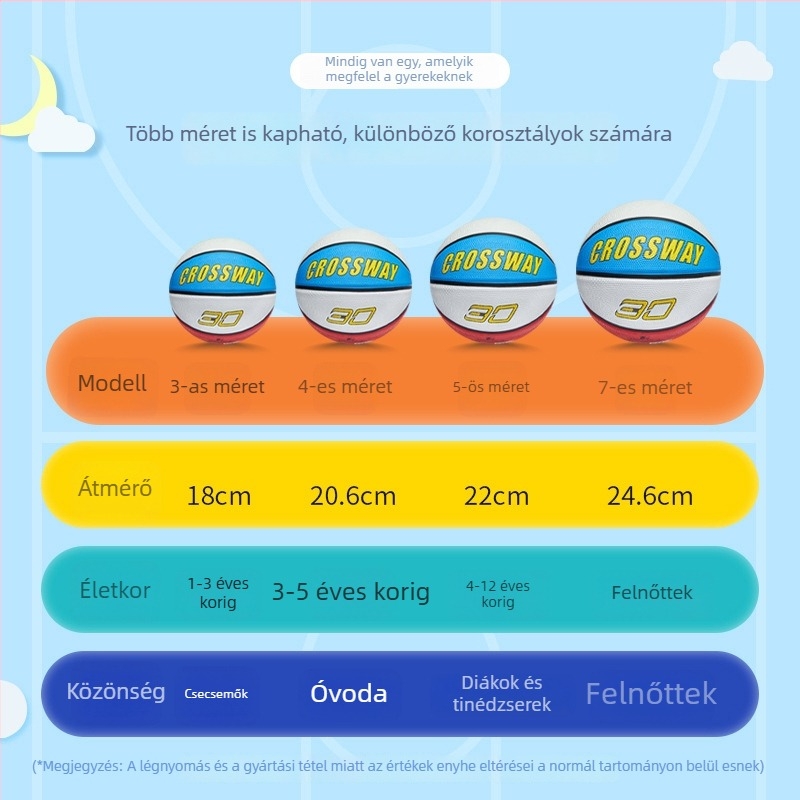 Crossway gyerekeknek készült gumibasketlabda, kék, edzéshez, óvoda és általános iskola, 45-ös méret