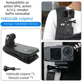 GoPro / DJI Action univerzális rögzítő pántok: mellkasi, fej- és karpánt, sisak- és hátizsák-clip és kamera tartó