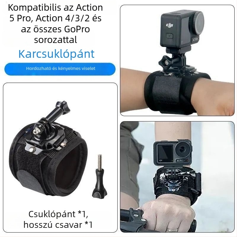 GoPro / DJI Action univerzális rögzítő pántok: mellkasi, fej- és karpánt, sisak- és hátizsák-clip és kamera tartó