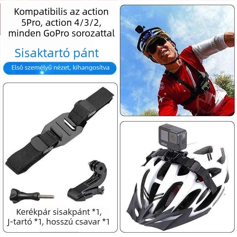 GoPro / DJI Action univerzális rögzítő pántok: mellkasi, fej- és karpánt, sisak- és hátizsák-clip és kamera tartó