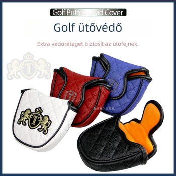 Golf JT nagy fél kör alakú puttervédő, oroszlán mintás hímzéssel, PU vízálló, vastag plüss, 6 színben