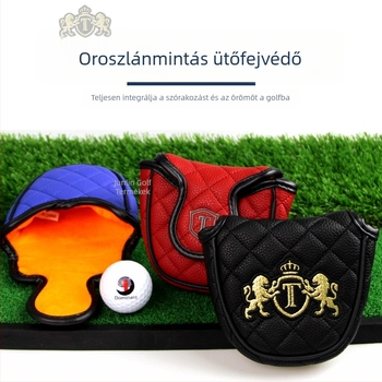 Golf JT nagy fél kör alakú puttervédő, oroszlán mintás hímzéssel, PU vízálló, vastag plüss, 6 színben