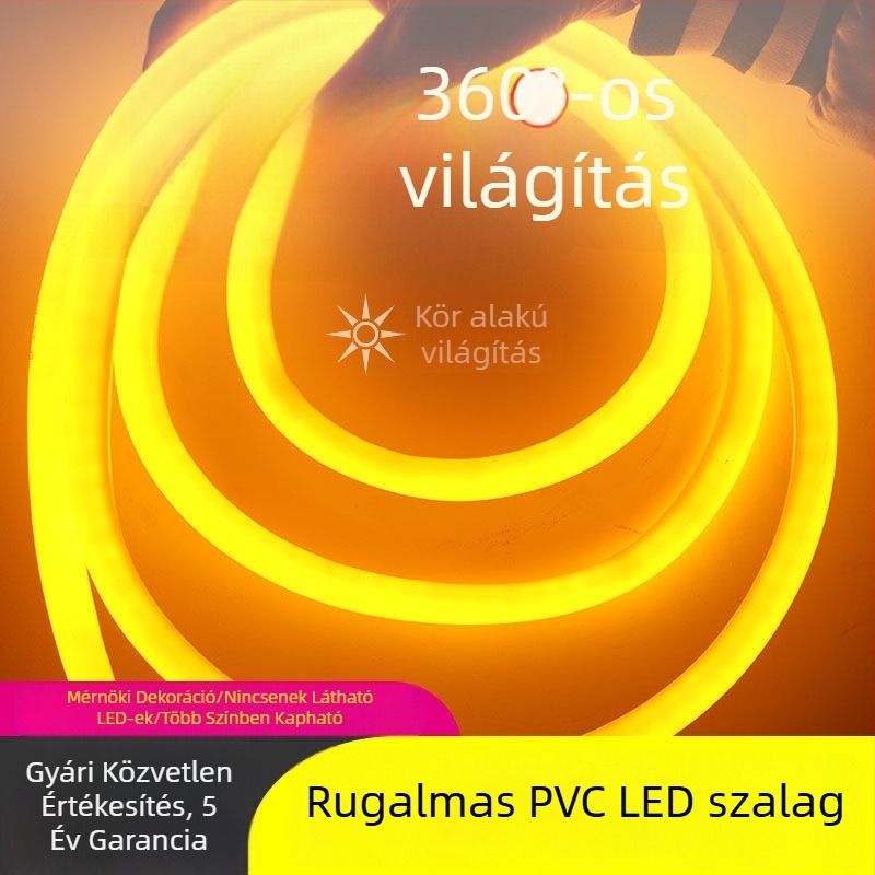 360°-os LED körfénycsík, flexibil Neon LED szalag kültéri vízálló, magas fényerő, mérnöki világításhoz való szalag