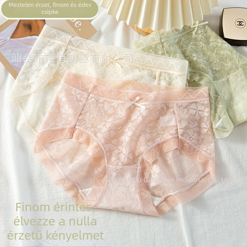 Csipkés női alsónemű jacquard mintával, középmagas derekú, lélegző és bőrbarát